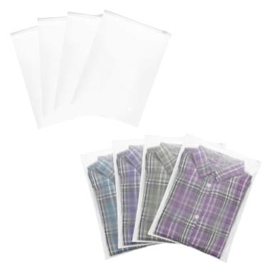 Imagem de PATIKIL Bolsa fosca com zíper 40 x 30 cm, 50 peças de plástico fosco para viagem, bolsa organizadora de roupas de banho para camiseta, embalagem de roupas, armazenamento de viagem, transparente