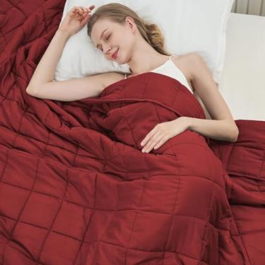 Imagem de Cobertor pesado vermelho para adultos 9 kg, 152 cm x 203 cm, cobertor pesado para resfriamento tamanho Queen para 59 kg - 99 kg, cobertores grandes de microfibra, macio, grosso, edredom pesado