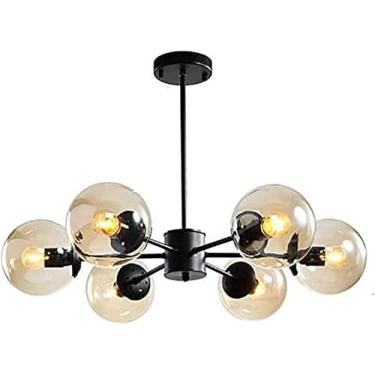 Imagem de Lustres Sputnik de latão 6 luzes, luminárias de teto industriais rústicas de meados do século, luminárias pendentes compatíveis, decoração moderna