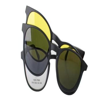 Imagem de Armação De Óculos Para Grau Feminina Quadrado Adriana Clipon 2 em 1 Pr