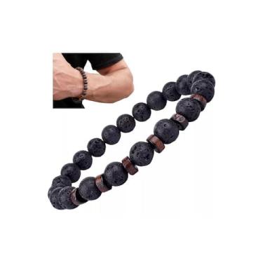 Imagem de Pulseira de pedra vulcânica natural para homens e mulheres - Lightbek 