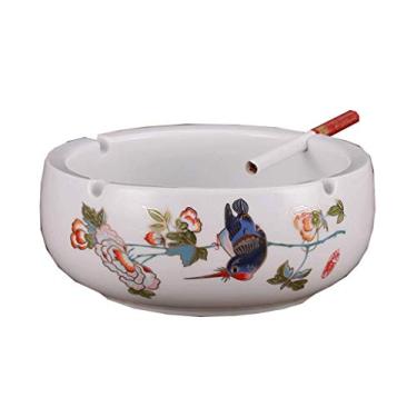 Imagem de Cinzeiros para Cigarros Azul e Branco Cerâmica Europeia Retro Sala de Estar Cinzeiro Boutique Grande Prático Cinzeiro de Cerâmica Elegante Personalidade Criativa Escritório Cinzeiro Redondo Decoração