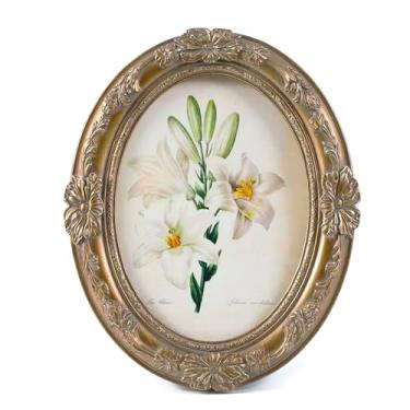 Imagem de Kangce Molduras vintage 10 x 15 oval bronze antigo ornamentado com flor em relevo, suporte de mesa e parede, frente de vidro, decoração de casa retrô, decoração de parede para galeria de fotos