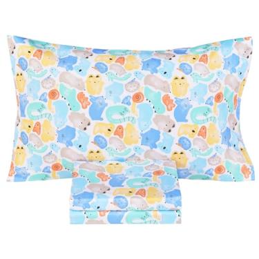 Imagem de Scientific Sleep Jogo de lençol de solteiro, colorido, fofo, divertido, aconchegante, 3 peças, 100% algodão, lençol com elástico e fronha natural para crianças, meninos e meninas (cor solteiro)