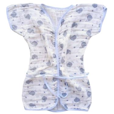 Imagem de Roupão de Banho Infantil com Capuz 100% Algodão para Praia Piscina e Natação Até 4 Anos (Baleia Cinza)