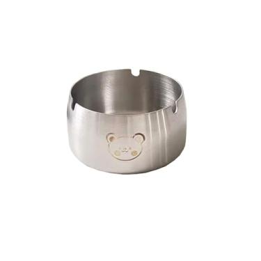 Imagem de Cinzeiro cinzeiro com design de urso de aço inoxidável, cinzeiro portátil para interiores e exteriores, cinzeiro de secretária para casa, para quartos, varandas, jardins, etc. Cinzeiros