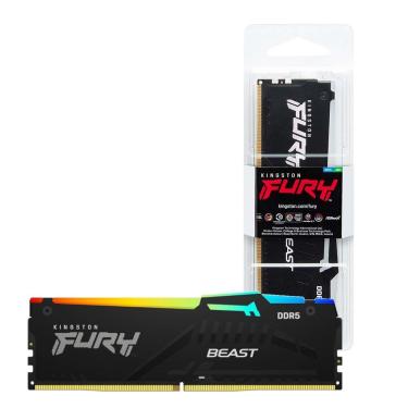 Imagem de Memória RAM Desktop DDR5 Kingston Fury Beast, RGB, 16GB, 5200Mhz, Black, KF552C36BBEA-16