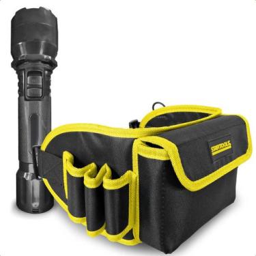 Imagem de Cinto Porta Ferramenta Multiuso 7 Bolsos Com Lanterna Tática Profissio