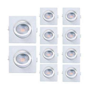 Imagem de Kit 10 Spot De Led Embutir Alltop Par20 Quadrado 7w Bivolt Taschibra 4000k Luz Neutra