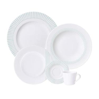 Imagem de Aparelho Jogo De Jantar Pratos Kit 20 Peças Porcelana Completo Monocro