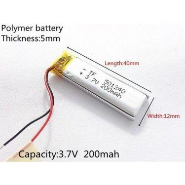 Imagem de Bateria 3,7v 200 Mah Pequena Mp3 Mp4 Caneta Gravador Som - bgb