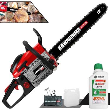 Imagem de Motor Serra À Gasolina Kawashima KCS550P 54,6cc Alta Potência e Rotação Com Sabre 18’’ Carcaça de Magnésio e Sistema Antivibração + ÓLEO STIHL 2T