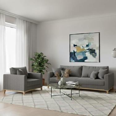 Imagem de Kit Sofá Living Beny 1,80m com Poltrona. - Leonardi, Cinza