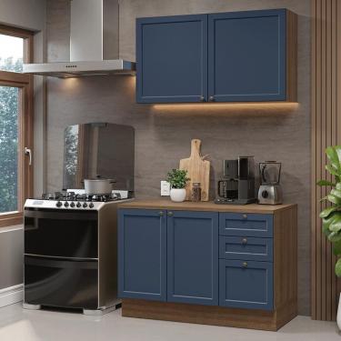 Imagem de Armário De Cozinha Compacta 120 Cm Rustic-azul Vik Madesa 01 Rustic-azul