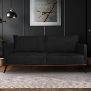 Imagem de Sofá Living 2 Lugares com Pés de Ferro Almofadas Soltas 180cm Saiph Bouclê Preto G63 - Gran belo