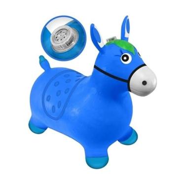 Imagem de Cavalinho Upa Upa Pula Pula Inflável Musical Brinquedo Infantil (Azul)