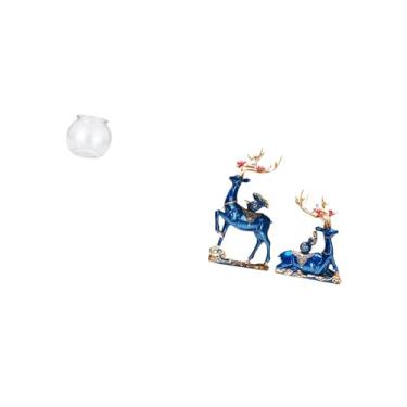 Imagem de Fenteer Ornamento Transparente para Aquário Pequeno, Tigela, Vaso, Mesa, Escritório, Casa, Plantas, Escultura de Rena, Alce, Estátua de Resina, Decoração Artí