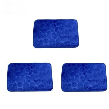 Imagem de Kit Tapete Soft Antiderrapante para Banheiro, Sala e Quarto com Diversas Cores 40cm x 60cm(KIT3-azul claro)