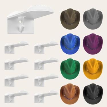 Imagem de Ganchos para parede de 7,5 cm (pacote com 8) – Suporte de chapéu de cowboy adesivo forte com dentes antiderrapantes, suporte de boné e organizador de chapéu de aba larga, ganchos fortes para chapéus