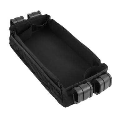 Imagem de Bandeja de lanches para carrinho de bebê W2 bandeja dupla face com bolsos de malha de armazenamento, porta-copos, destacável para comer, acampar, atividades ao ar livre (preto)