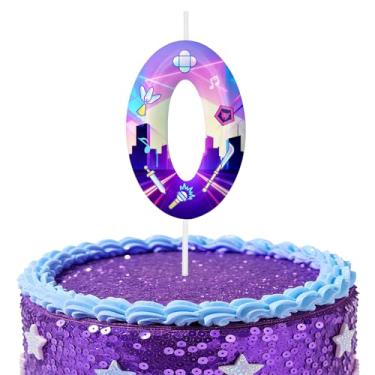 Imagem de Velas roxas de aniversário número 0, topos de bolo com tema de desenho animado para decoração de bolo para meninos e meninas, decorações de aniversário, suprimentos de festa, velas com números para