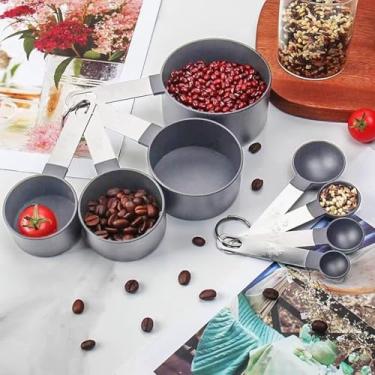 Imagem de Conjunto de 8 peças de copos e colheres de medição empilháveis e colheres de sopa precisas para medir a secagem (Grizzly)