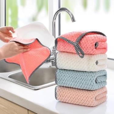 Imagem de Toalha de Mão com Gancho 30x30cm - Super Absorvente para Cozinha e Banheiro - Veludo Coral 6 Cores(KIT 10)