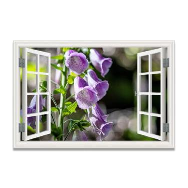 Imagem de LKXGRRSFG Unopened Morning GloriesImmersive Impressão em tela de janela falsa, arte de parede cênica virtual para decoração de sala de estar 39,9 x 59,9 cm sem moldura