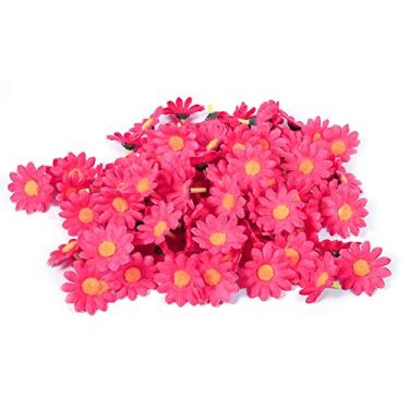 Imagem de Estink 100PCS Flores Artificiais de Margarida de Tecido Em Formato de Gerbera Com Cores Vibrantes para Decoração de Casamento e Mesa (Rosa Vermelha)