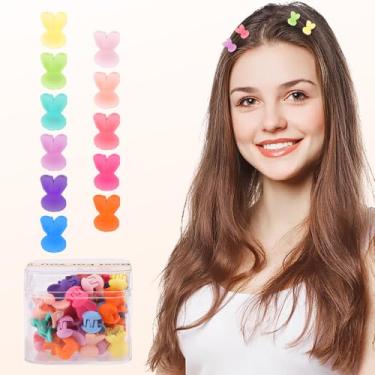 Imagem de 40 grampos de cabelo mini coelhinho para cabelo, mini garra de coelho fosco cor de doce, pequenos grampos de cabelo para mulheres, franja decorativa fofa, presilhas de cabelo de aderência forte