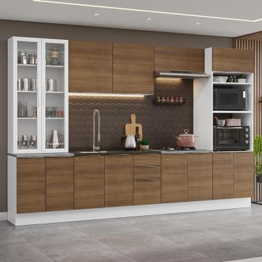 Imagem de Armário De Cozinha Completa 340cm Branco/rustic Stella Madesa 01 Branco/rustic