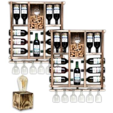 Imagem de Kit 2 Adegas Rústicas Delenha Decor + Luminária