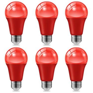 Imagem de Pacote com 6 lâmpadas LED vermelhas Haraqi 9W E26 Base 120V Party Ligh