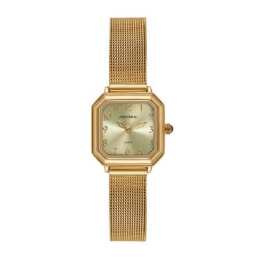 Imagem de Relogio Mondaine Feminino Ref: 32982lpmvde1 Retangular Mesh Dourado