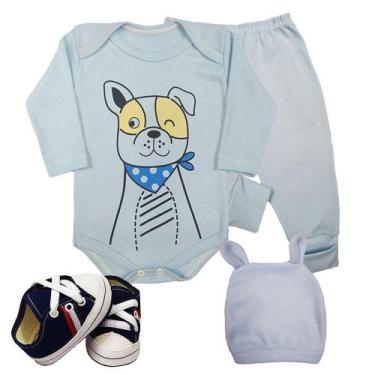 Imagem de Body Mijão E Tênis Conjunto Saída De Maternidade Kit 4 Peças - Koala B
