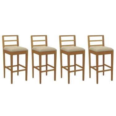 Imagem de Banqueta Sala De Jantar Sofia 1bmm006ca Premium Madeira Maciça Kit 4 Un Carvalho-boucle Bege - Kappesberg