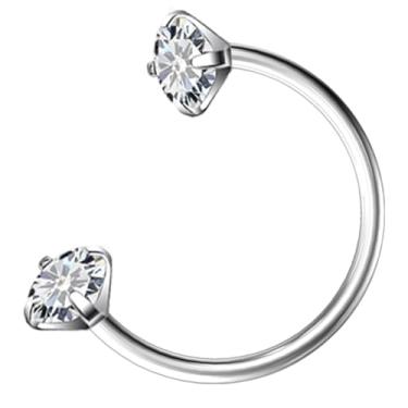 Imagem de Hoeudjo 20G 18G Anel de nariz em ferradura G23 titânio para sapato de cavalo anéis de nariz para mulheres internamente rosqueado duplo piercing de nariz anel de joia tamanho 8 mm, Metal, Zircônia