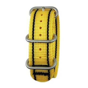 Imagem de BERTUCCI Pulseira de relógio de nylon - 22 mm - Retro Racing Modena Giallo com preto Pro-Stripe