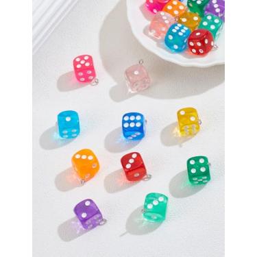 Imagem de 20 pingentes de resina transparente de dados, pingentes com laço de ferro cores mistas suprimentos de joias para colar, pulseira, brincos, chaveiro, artesanato, joias, 22 x 18 x 18,5 mm