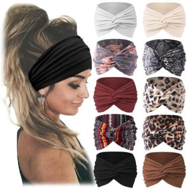 Imagem de Headbands Jesries African Wide Hair Wrap para mulheres x10
