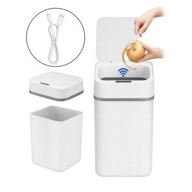 Imagem de Lixeira automática inteligente de 18 litros com sensor de movimento, fechamento suave, função anti-odor e bateria recarregável tipo-c