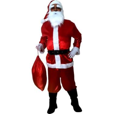 Imagem de Fantasia Papai Noel Adulto Cetim Luxo Kit 8 Itens Xgg - Alegria Alegri