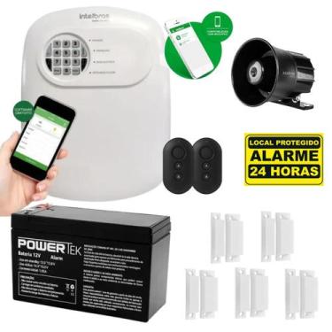 Imagem de Kit Alarme Intelbras Monitorado App Celular 5 Sensor Com Fio