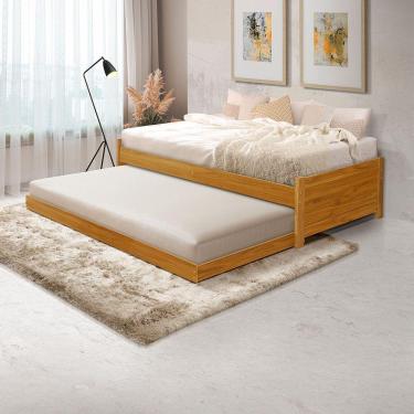 Imagem de Cama Solteiro Bibox Bicama Gabrieli Com 2 Colchões Inclusos - Imbuia