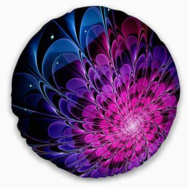 Imagem de Design floral rosa roxo fractal sala de estar, sofá, almofada de alta qualidade + capa de almofada impressa em ambos os lados 50 cm