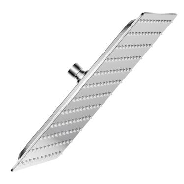 Imagem de Chuveiro de chuva, cabeça de chuveiro quadrada de 8 polegadas, taxa de fluxo de 1,8 GPM, chuveiro de chuva (Chrome, 12 polegadas)