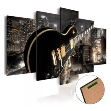 Imagem de Kit quadro decorativo 5 peças 95x60cm Guitarra Preta Show 02
