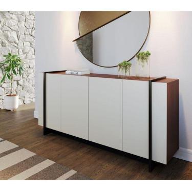Imagem de Aparador Para Sala Buffet Ambiente Copacabana Off White Nogueira Real Preto Acetinado Colibri