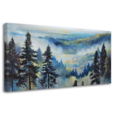 Imagem de Anolyfi Arte de Parede para Sala de Estar, Arte de Parede Em Tela de Floresta, Imagem de Paisagem Nebulosa, Pintura de Cenário Grande, Impressões de Árvores, Arte para Quarto, Escritório, Decoração De