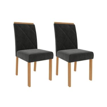 Imagem de Kit 2 Cadeiras Sala Jantar Fernanda Madeira 2 Un Madeira-suede Chumbo - Cimol
